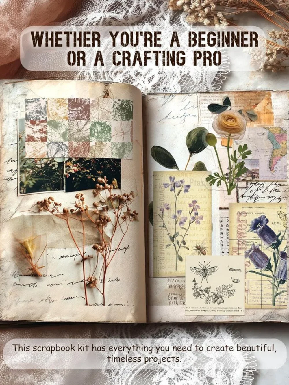 450 PCS Vintage Scrapbook Supplies Junk Journal Supplies, Scrapbook Supplies Kit - Picture 3 of 7